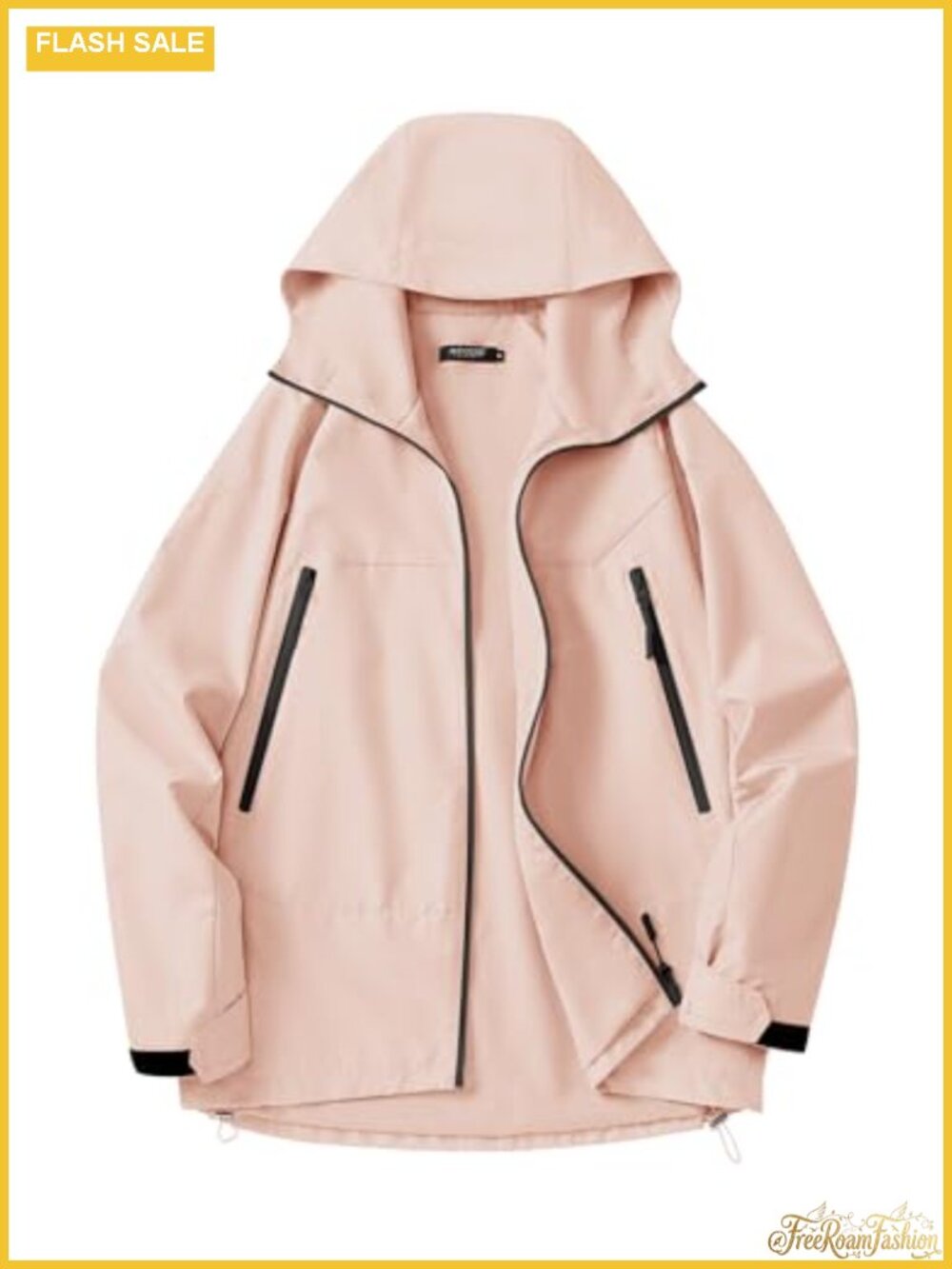 Waterproof Rain Jacket with Hood Lightweight Windbreaker Loose Fit Zip Pockets